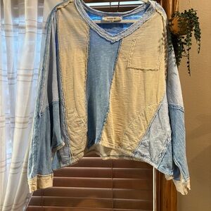 Blue Velvet Boho Oversized Cream Top